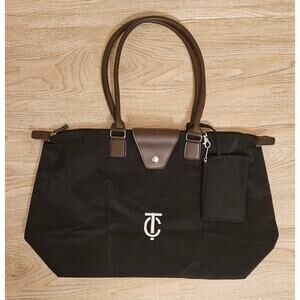 Black Tote Long Handle Fold Up Fasion Travel Bag And Small Wristlet Coin Purse